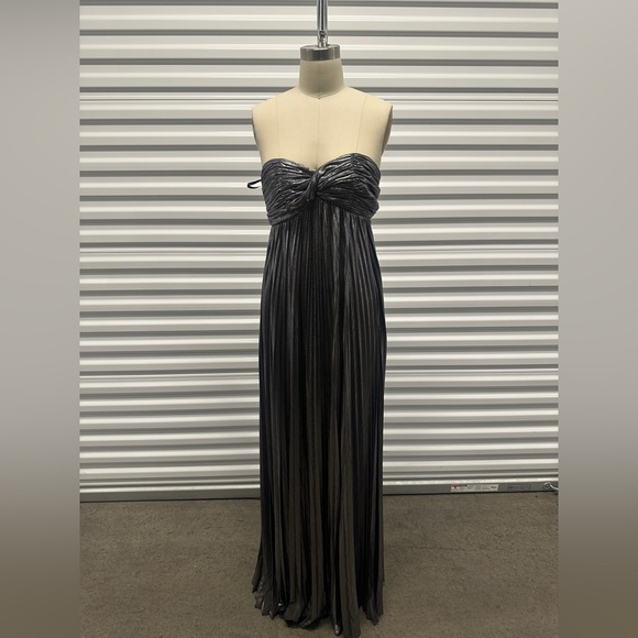 NWT Retrofête Zoa Dress Gunmetal Maxi Strapless Small Metallic - Picture 2 of 4
